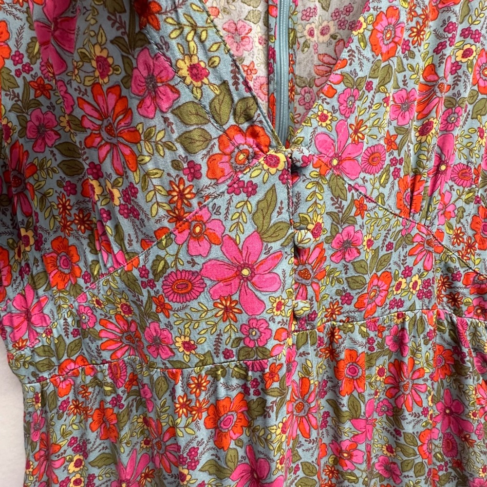 Natural Life Evangeline Maxi Dress Women XL Floral Boho Tiered V-Neck Pockets - Picture 10 of 13